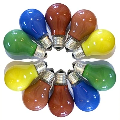 Imagen de Juego de 10 bombillas Colores 25 W E27 Color Rojo Amarillo Verde Azul Naranja