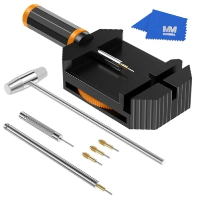 Imagen de MMOBIEL Kit de Herramientas reparación Ajuste para relojeros con pasadores Resorte, punzón Acero, Negro Martillo, Moderno