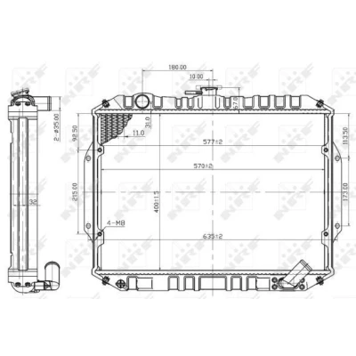 Imagen de NRF 503486 Radiador, refrigeración del motor Aluminio 570 400 32 Aletas soldadas MITSUBISHI: L200 II Pick up
