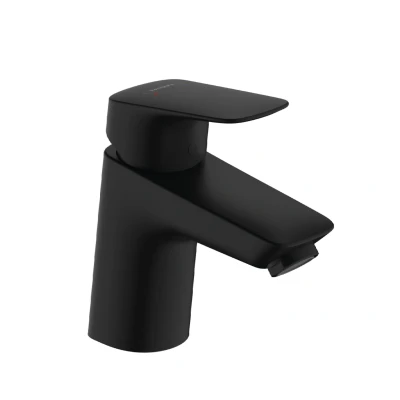 Imagen de hansgrohe Logis grifo lavabo con vaciador Push Open, monomando 67 mm, mezclador ahorro de agua (EcoSmart), negro mate, 71077670