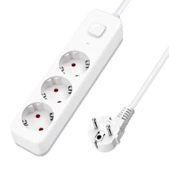 Imagen de Aigostar Regleta Enchufes, Alargador Enchufe de 3 Enchufes con Interruptor, Cable Metros, Blanco