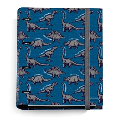 Imagen de Miquelrius Carpebloc, Carpeta con 4 Anillas + Recambio 100 Hojas A4 Cuadrícula, Carpesano Cierre Goma, Wild Dino