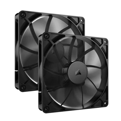 Imagen de CORSAIR RS140 140 mm PWM Ventiladores Conexión en Cadena Bajo Nivel de Ruido Rodamiento Cúpula Magnética Paquete Doble Negro