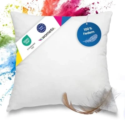Imagen de wometo Almohada de Plumas, 100% 40 x cm, 300 g oekoTex cojín Relleno, Funda algodón, Color Blanco, I Interior, Relleno Almohada/Almohada (Muchas Dimensiones)