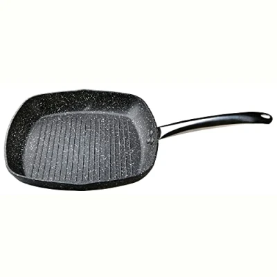 Imagen de WECOOK! Granite Grill Asador Inducción Completa Rayas 28X28cm, Aluminio Forjado, Antiadherente Ecológico Piedra sin PFOA, Mango Acero Inoxidable, Apta Todas Cocinas, Vitrocerámica, Gas, Horno