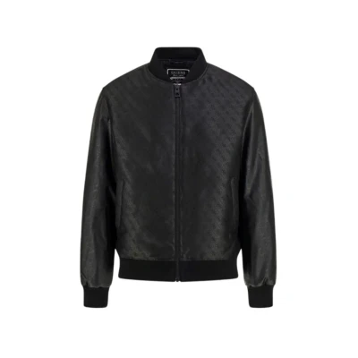 Imagen de GUESS Quattro G Varsity Chaqueta bomber para hombre, Negro azabache, X Large