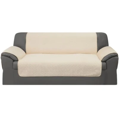 Imagen de GFD Cubre Sofa 3 Plazas 150 cm, Funda para Sofá Ajustable, Forros Sofás Antideslizante, Fundas Acolchado, Protector Duradero Perros Gatos Mascotas (3 plazas, Beige)