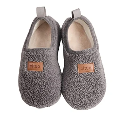 Imagen de AUXDIQ Pantuflas Invierno Mujer Hombre Zapatillas de Estar por Casa Suave Zapatos Invierno, Gris, 37/38 EU