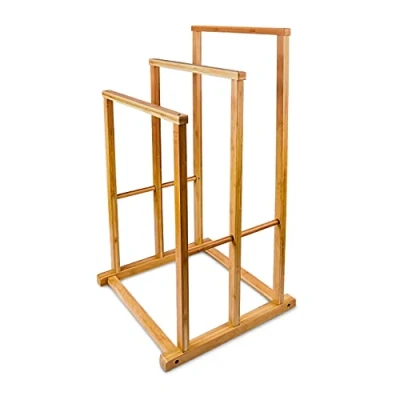 Imagen de Relaxdays Toallero pie 3 Barras en Forma de Escalera, bambú, Resistente Humedad, 82.5 x 42 42.5 cm, baño, Natural, 42.5x42x82.5 cm