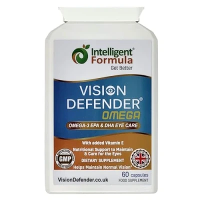 Imagen de VISION DEFENDER Omega Suplemento para los ojos: la salud ocular y ojos secos, aceite de pescado 3 puro alta resistencia 1000 mg (400 EPA, 200 DHA por cápsula) 60 cápsulas