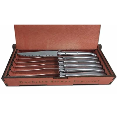 Imagen de Quttin Set de 6 Cuchillos Chuleteros 11cm en caja madera personalizados modelo frances