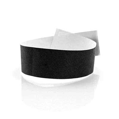 Imagen de Fun Fan Line 200 unidades Pulseras identificativas 19 mm de papel tyvek. control numeradas con cierre adhesivo. Intransferible y resistente al agua. (Color Negro)