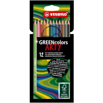 Imagen de Lápiz de color ecológico STABILO GREENcolors Estuche ARTY con 12 colores