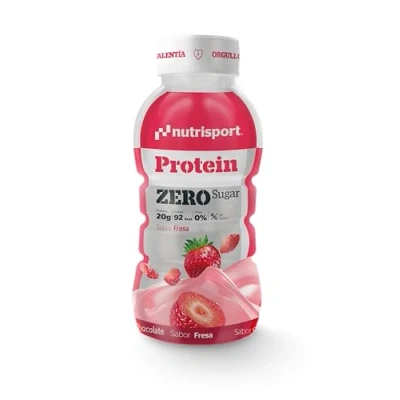 Imagen de NUTRISPORT Protein Zero Suplementos Deportivos Proteinas para Masa Muscular Batidos de Leche Adelgazar Gym 12x330ml (330 ml, Fresa)