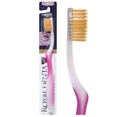 Imagen de Royal Denta Gold cepillo de dientes cerdas suaves, suave para sensibles, doble longitud limpieza interdental, partículas doradas