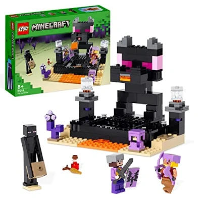 Imagen de LEGO Minecraft el Combate en End, Juego de Batalla, Juguete para Niños y Niñas 8 Años, PVP, Escenario con Lava, Mini Figura Guerrero Arquero del Dragón, Idea Regalo 21242
