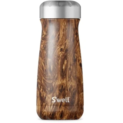 Imagen de S&#039;well Taza de viaje unisex acero inoxidable, madera teca, 470 ml