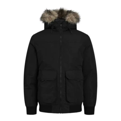 Imagen de JACK &amp; JONES Jjconstruct Faux Fur Bombardero Chaqueta Bomber, Negro, L para Hombre