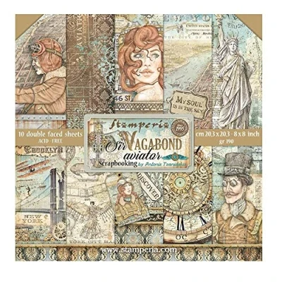Imagen de Stamperia Mini álbum de Recortes Sir Vagabond Aviator, Papel, Blanco, OSFA