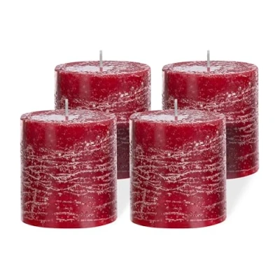 Imagen de Brandsseller Juego de 4 velas Navidad, 7 x 7,5 cm, corona Adviento, burdeos, sin perfumar