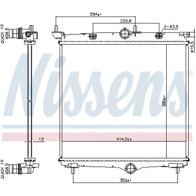 Imagen de NISSENS 607031 Radiador, refrigeración del motor Aluminio 380 414 12 Aletas soldadas OPEL: Corsa F Hatchback, PEUGEOT: 208 II Hatchback