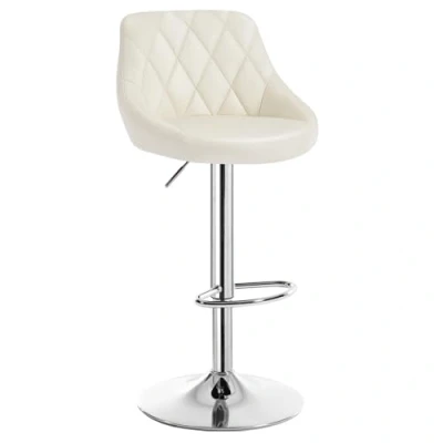 Imagen de WOLTU 1x Taburete de Bar con Respaldo Cuero Sintético Taburetes Alto Cocina Regulable en Altura Giratorio Sillas Escritorio Crema BH23cm 1