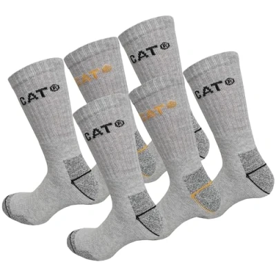 Imagen de Caterpillar 6 Pares Calcetines Trabajo Media Pantorrilla por Zapatos de Seguridad Punta y Talón Reforzados Esponja Algodón (Gris Claro, 39 42)
