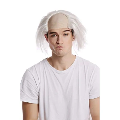 Imagen de WIG ME UP 91124 ZA68 eluca Caballero Hombre Halloween Carnaval Abuelo Viejo científico Loco Profesor Einstein Blanco Media Calva