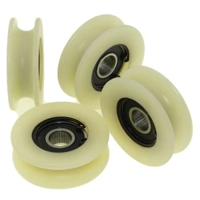 Imagen de Pack de 4 poleas nailon con ranura redonda 10 mm, diámetro 45 rodamiento capacidad 50 kg, mecanizado precisamente en la UE (45 10)