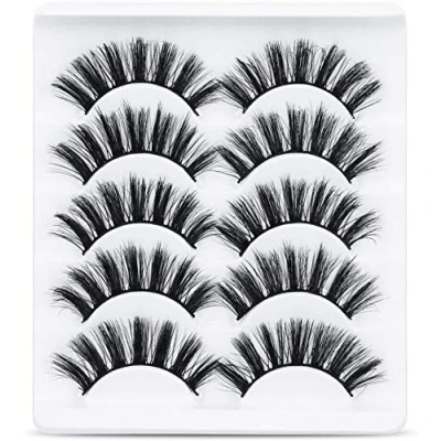 Imagen de URAQT Pestañas Postizas, 5 pares de Aspecto Natural 3D, Paquete Suaves Reutilizables Hechas a Mano para Extensión Maquillaje (Grueso)
