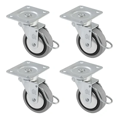 Imagen de Amig Pack de 4 ruedas para muebles mod. 2503, con freno, pletina y rodamientos, Medida: 40 mm, Carga máxima por rueda: 17 kg, Fabricadas goma, Color gris