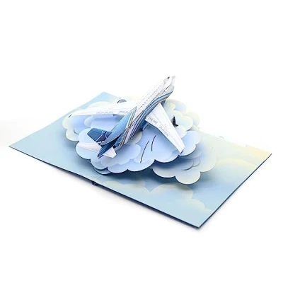 Imagen de tarjeta de avión 3D desplegable para todas las ocasiones, hecha a mano, recuerdo, cumpleaños, felicitación, él/ella, regalo piloto