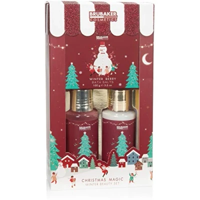 Imagen de BRUBAKER Cosmetics Set de Regalo para Baño y Ducha Fragancia Bayas Invierno Cuidado 3 Piezas en Envase Navideño Navidad Mujeres Hombres