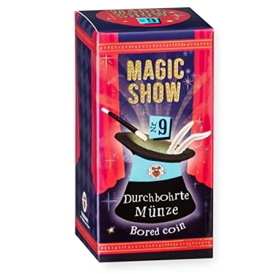 Imagen de TRENDHAUS 957818 Magic Show Nr. 9 [Moneda Perforada], Trucos de Magia sorprendentes para niños a Partir 6 años, Incluye Videos en línea, Multicolor, Trick nr.9