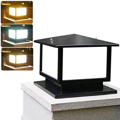 Imagen de QJUZO Farolas Exterior Jardin 12W LED Lámpara de Sobremuro Aluminio Antracita Rústica E27 Jardín Columna Decorativa Poste IP44 3000K 6000K, Max.40W