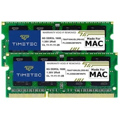 Imagen de Timetec 16GB Kit(2x8GB) Compatible for Apple DDR3L 1600MHz Early/Mid/Late Mac Book Pro(2011 2012), iMac(2011 2015), Mini(2011 2012) RAM