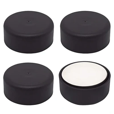 Imagen de SKIR&#039;CO Paquete de 4 patas plástico ajustables en altura para muebles, redondas 55 mm diámetro, autoadhesivas, con calcomanías (4, negro mate)