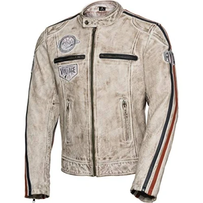Imagen de Spirit Motors Chaqueta de Moto con Protectores Retro Style Lederjacke 3.0 weiß M, Caballeros, Chopper/Cruiser, Todo el año, Blanco