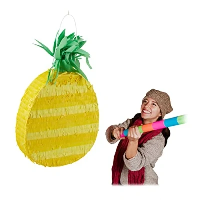 Imagen de Relaxdays Piña, Golpear y Rellenar, Colgante, Fiesta Playa, Despedidas Soltero, Verano, Piñata Fruta, Amarillo, Color (10031503)