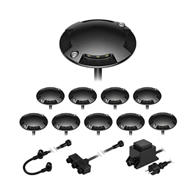 Imagen de ledscom.de Lámpara de pie LED Bunda, 4 llamas, negra para exteriores, transitable, blanco cálido, 10 unidades