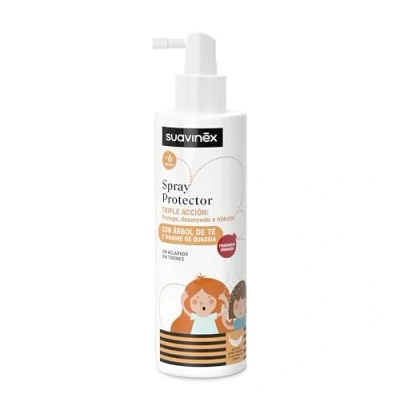 Imagen de Suavinex, Spray Protector Antipiojos, Sin Aclarado, Tirones, Protege, Desenreda e Hidrata, Apto Pieles Sensibles y Atópicas, con Aceite de Árbol del Té, Todo Tipo Cabello, Uso Diario, 250 ml