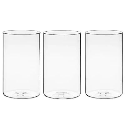 Imagen de Winter Shore Jarron Cristal de 15 cm para Centro Mesa [Pack 3] Florero Cilíndrico Transparente Flores, Velas, Guijarros, Conchas, Cuentas Decoración Hogar y Bodas