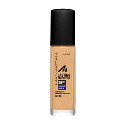 Imagen de Manhattan Lasting Perfection 25 horas de maquillaje, Sesame 50, base hidratante larga duración, alta opacidad, para una tez impecable, 30 ml