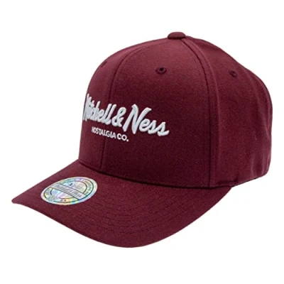 Imagen de Mitchell &amp; Ness INTL230 Burgundy Pinscript Classic Red Stretch Snapback Cap Adjustable Fit