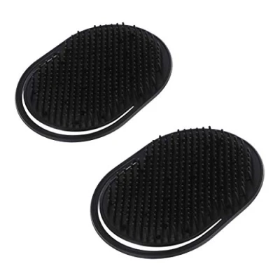 Imagen de MYBOON 2 Piezas Bolsillo Viaje Peine para el Cabello Cepillo Hombres Barba Bigote Palma Cuero cabelludo Masaje Negro