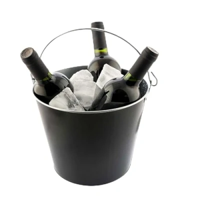Imagen de Koala Spain (6 Unidades) Cubos de metal con asa, Color Negro, Cubitera para Enfriar 8 Cervezas, 5 Litros