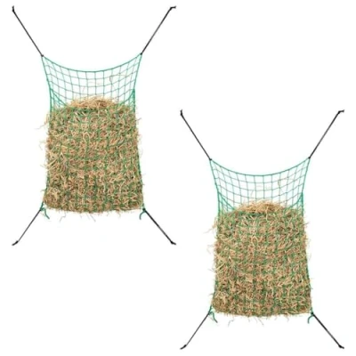 Imagen de vidaXL 2X Redes para Heno Cuadrado Verde 0,9x1m PP Malla de Caballo Poni