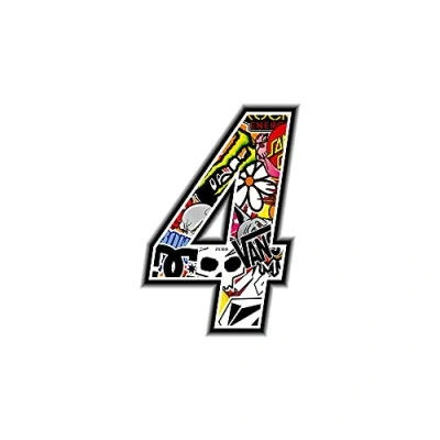 Imagen de 4R Quattroerre.it 13354 Número 4 Sticker Bomb, 10 x cm