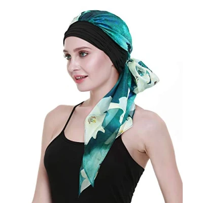 Imagen de FocusCare Mujer de lujo pañuelo cabeza pre atado chemo sombrero Beanie dormir turbante sombreros para el cáncer