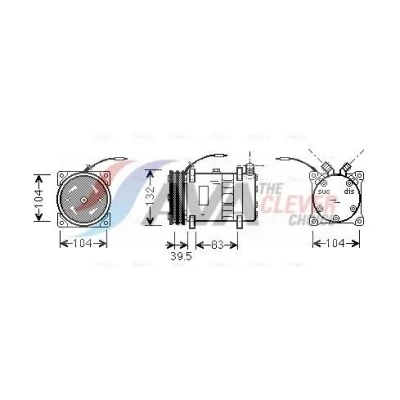 Imagen de AVA COOLING SYSTEMS UVAK035 compresor de Aire Acondicionado SD5H14 24V R134a con aceite PAG
